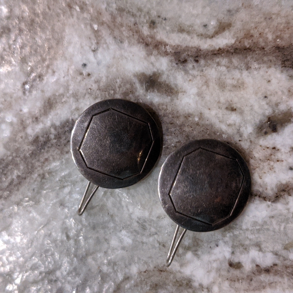 1 inch silver round handmade earrings stamped 925 sterling silver